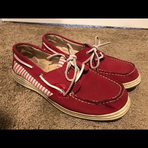 Bass boatshoe size 9 red